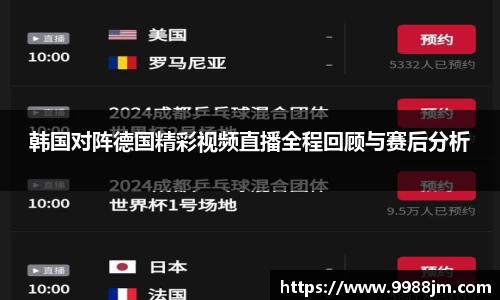 韩国对阵德国精彩视频直播全程回顾与赛后分析